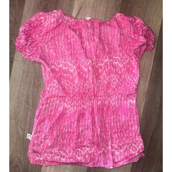 Pink Peaches Uniforms Floral Short Sleeve Blouse S - Picture 4 of 5